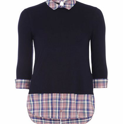 Dorothy Perkins Womens Pink Check 2 In 1 Shirt- Pink DP05523614