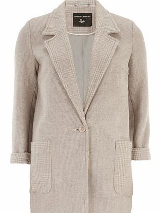 Womens Pink Check Boyfriend Coat- Pink DP98518963