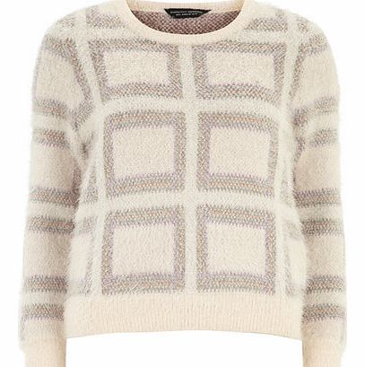 Dorothy Perkins Womens Pink Check Fluffy Jumper- Pink DP55149411