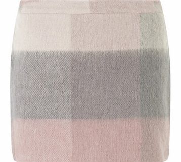 Dorothy Perkins Womens Pink Checked Wool Mini Skirt- Pink