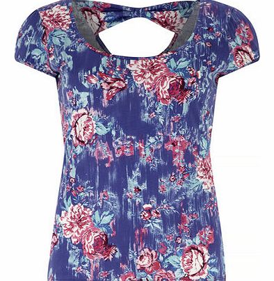 Dorothy Perkins Womens Pink Floral Bow Back T-Shirt- Pink