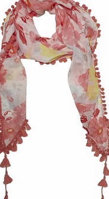 Dorothy Perkins Womens Pink Floral Tassel Scarf- Pink DP11156814