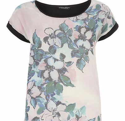 Dorothy Perkins Womens Pink Floral Woven Front Top- Pink