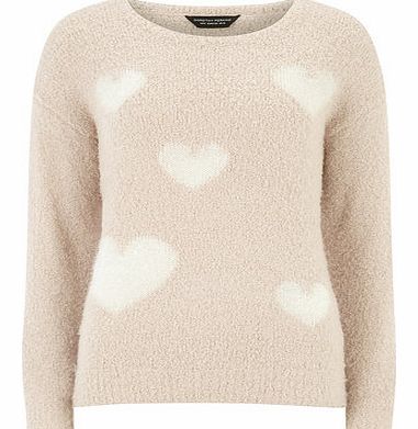 Dorothy Perkins Womens Pink Fluffy Heart Jumper- Pink DP55155011