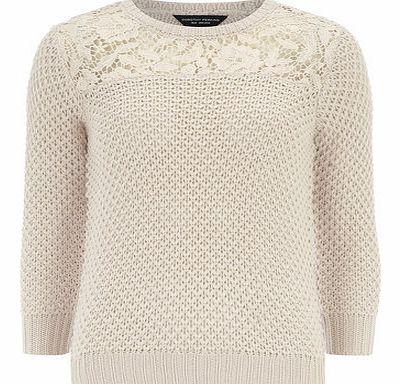Dorothy Perkins Womens Pink knitted lace panel jumper- Pink