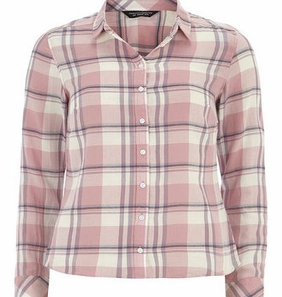 Dorothy Perkins Womens Pink Long Sleeved Check Shirt- Pink