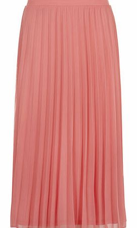 Dorothy Perkins Womens Pink Mesh Pleat Midi Skirt- Pink DP14541100