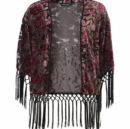 Dorothy Perkins Womens Pink Rose Devore Kimono- Pink DP05481045