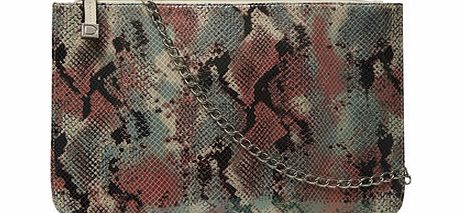 Dorothy Perkins Womens Pink snake portfolio clutch bag- Pink