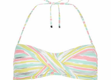 Dorothy Perkins Womens Pink Stripe Bandeau Bikini Top- Pink