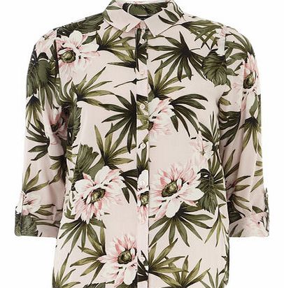 Dorothy Perkins Womens Pink Tropical Long Sleeved Shirt- Pink