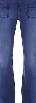 Dorothy Perkins Womens Plait Trim Flare Jeans- Blue DP70330380