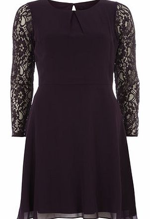 Dorothy Perkins Womens Plum lace chiffon swing dress- Purple