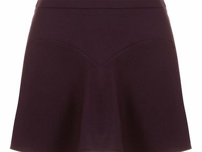 Womens Plum Textured Flute Skirt- Purple