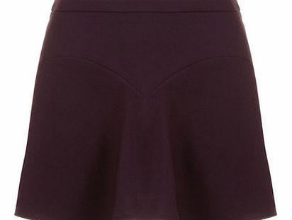 Womens Plum Textured Flute Skirt- Purple