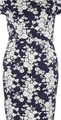 Dorothy Perkins Womens Poppy Lux Navy Floral Fitted Shift- Blue