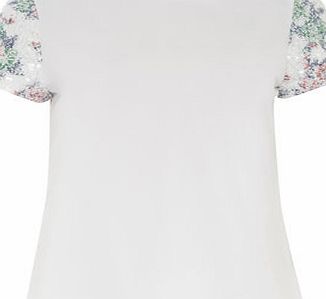 Dorothy Perkins Womens Poppy Lux Off White Sequin Tee Top- White