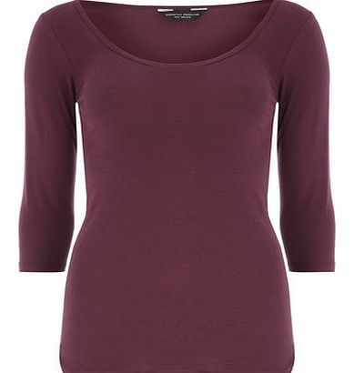Dorothy Perkins Womens Port 3/4 scoop basic jersey top- Red