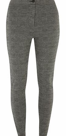 Womens Prince of Wales Check Treggings- Grey