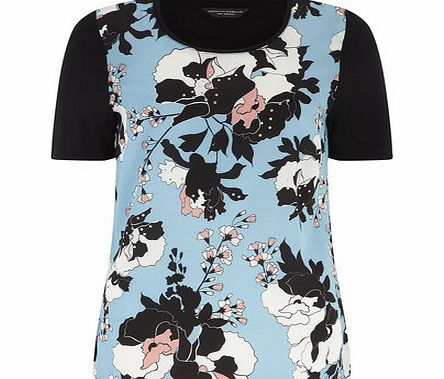 Dorothy Perkins Womens Print woven front bling tee- Multi Colour