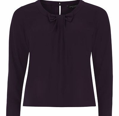 Dorothy Perkins Womens Purple Bow Longsleeve Top- Purple