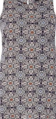 Dorothy Perkins Womens Purple Paisley Split Back Top- Purple