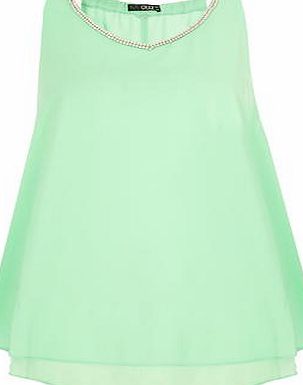 Dorothy Perkins Womens Quiz Chiffon Double Layer Top- Green