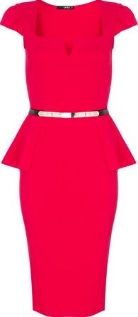 Dorothy Perkins, 1134[^]262015000710100 Womens Quiz Marcella Belt Peplum Dress- Red