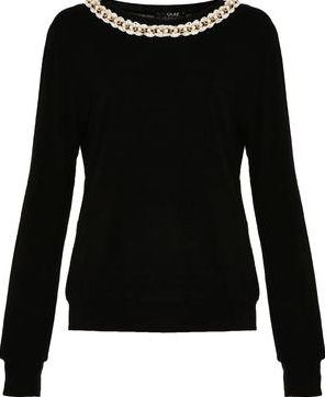 Dorothy Perkins, 1134[^]262015000710006 Womens Quiz Pearl Neck Jumper- Black DP08000349