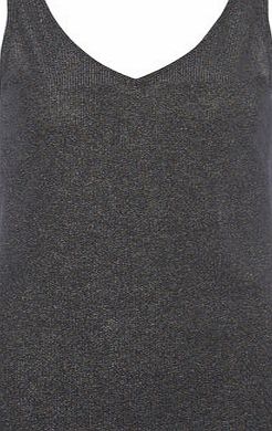 Dorothy Perkins Womens Rainbow V Neck Shimmer Vest Top- Grey