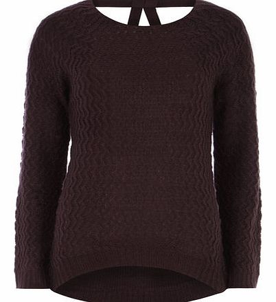 Dorothy Perkins Womens Raisin zigzag longline jumper- Purple