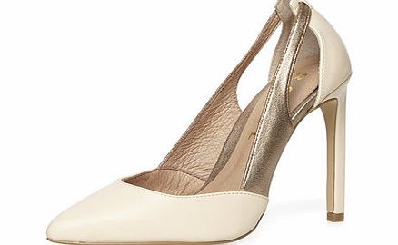 Womens Ravel Ivory and Gold Court Shoe- White