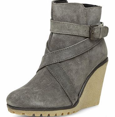 Dorothy Perkins Womens Ravel Wedge heel buckle boota- Grey