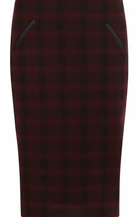 Dorothy Perkins Womens Red and Black Check Pencil Skirt- Red