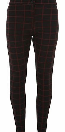 Dorothy Perkins Womens Red and Black Check Treggings- Red