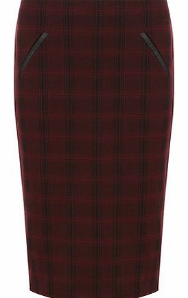 Dorothy Perkins Womens Red Check Pencil Skirt- Red DP14558212