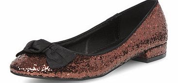 Dorothy Perkins Womens Red glitter block heel pumps- Brown