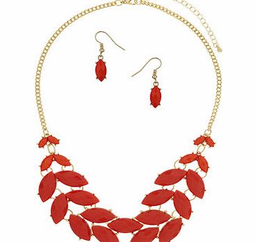 Dorothy Perkins Womens Red Leaf Drop Jewellery Set- Red DP49815163