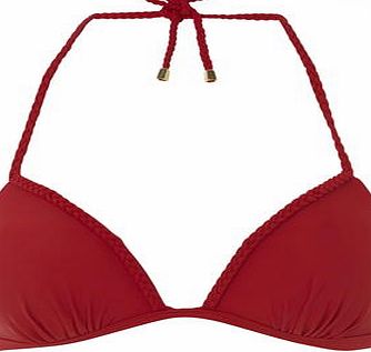 Dorothy Perkins Womens Red Plait Triangle Bikini Top- Red
