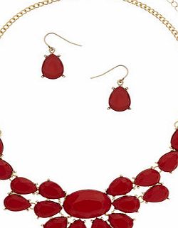 Dorothy Perkins Womens Red Tear Drop Jewellery Set- Red DP49815586