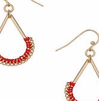 Dorothy Perkins Womens Red Woven Tear Drop Earring- Red DP49815566