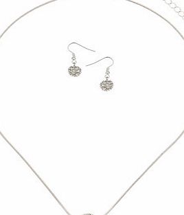 Dorothy Perkins Womens Rhinestone Ball Jewellery Set- Silver