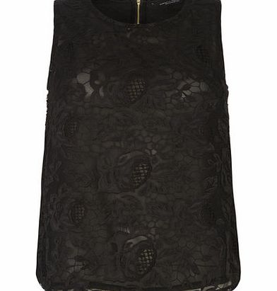 Dorothy Perkins Womens Rose Black Lace Shell Top- Black DP05504610