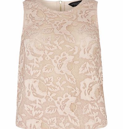 Dorothy Perkins Womens Rose Blush Lace Shell Top- Pink DP05504655