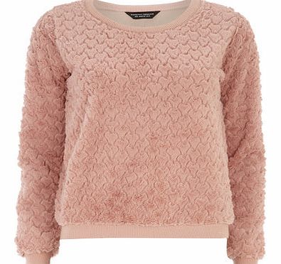 Dorothy Perkins Womens Rose Faux Fur Jumper- Rose Gold DP55156144
