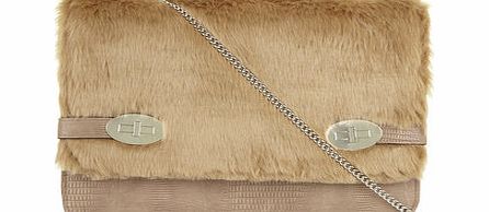 Dorothy Perkins Womens Rose faux fur twistlock crossbody bag-