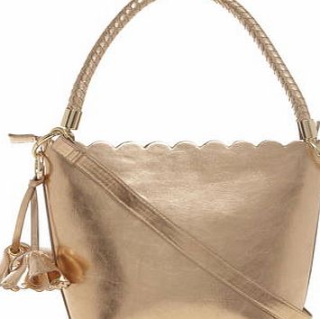 Dorothy Perkins Womens Rose gold scallop bucket bag- Rose Gold