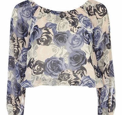 Dorothy Perkins Womens Rose Print Gypsy Top- Pink DP05517114