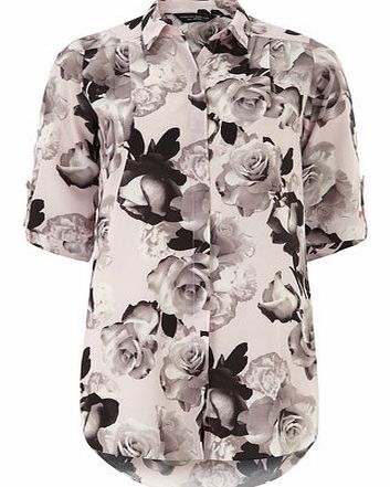 Dorothy Perkins Womens Rose Printed Pink Longline Shirt- Pink
