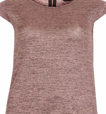 Dorothy Perkins Womens Rose Spacedye Zip Back Tee- Pink DP56438745